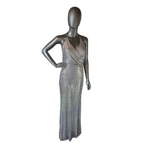 Multicolor Mirror Stretch Halter Party/Formal Dress